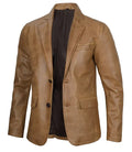 Men’s Camel Brown Leather Blazer – Two Button Real Leather Jacket | Livra Jackets – Genuine Leather Jacket | Livra Jackets