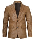 Men’s Camel Brown Leather Blazer – Two Button Real Leather Jacket | Livra Jackets – Genuine Leather Jacket | Livra Jackets