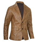 Men’s Camel Brown Leather Blazer – Two Button Real Leather Jacket | Livra Jackets – Genuine Leather Jacket | Livra Jackets
