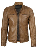 Men’s Camel Brown Leather Jacket – Slim Fit Moto Style | Livra Jackets – Genuine Leather Jacket | Livra Jackets