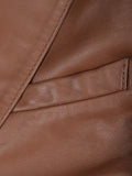 Close-up of flap pocket on Cognac Brown Leather Blazer for men