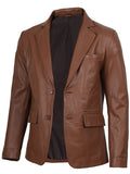 Men’s Cognac Brown Leather Blazer – Two Button Slim Fit | Livra Jackets – Genuine Leather Jacket | Livra Jackets