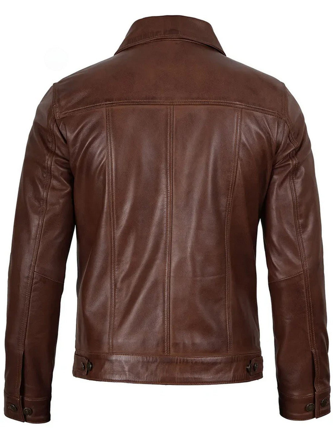 Men’s Cognac Trucker Leather Jacket – Classic Button - Up Design – Genuine Leather Jacket | Livra Jackets