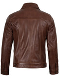Men’s Cognac Trucker Leather Jacket – Classic Button - Up Design – Genuine Leather Jacket | Livra Jackets