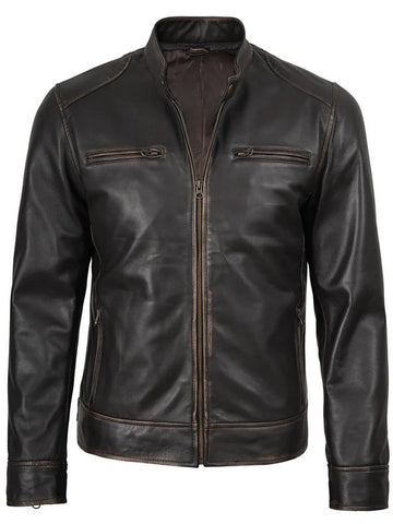 Men’s Dark Brown Leather Jacket – Classic Slim Fit Moto Style | Livra Jackets – Genuine Leather Jacket | Livra Jackets