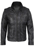 Men’s Distressed Black Leather Jacket – Slim Fit Motorcycle Style | Livra – Genuine Leather Jacket | Livra Jackets