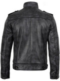 Men’s Distressed Black Leather Jacket – Slim Fit Motorcycle Style | Livra – Genuine Leather Jacket | Livra Jackets