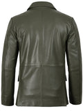 Men’s Green Leather Blazer back view – genuine leather design