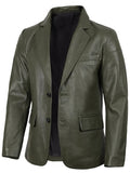 Men’s Green Leather Blazer – Real Slim Fit Two - Button Jacket | Livra Jackets – Genuine Leather Jacket | Livra Jackets