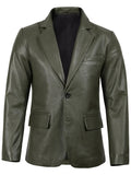 Men’s Green Leather Blazer – Real Slim Fit Two - Button Jacket | Livra Jackets – Genuine Leather Jacket | Livra Jackets