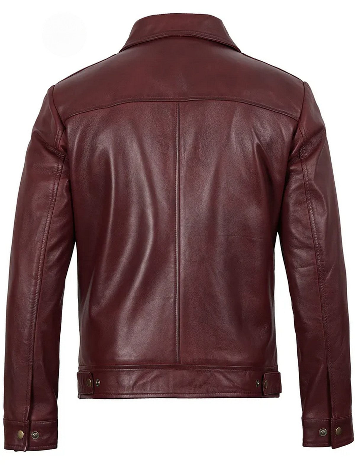 Men’s Maroon Leather Jacket Back View