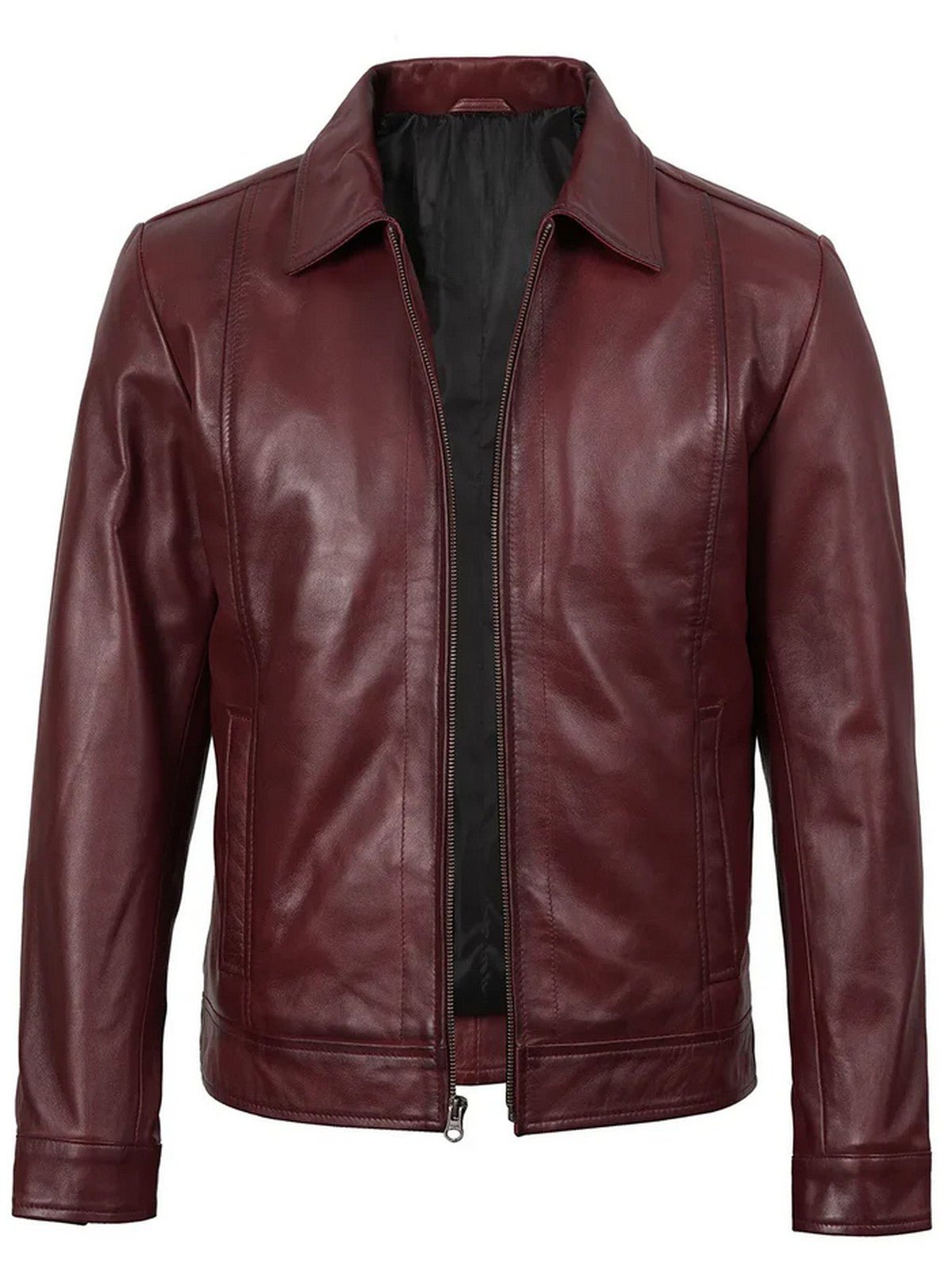 Men’s Maroon Leather Jacket – Slim Fit Classic Style | Livra – Genuine Leather Jacket | Livra Jackets