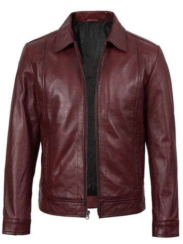 Men’s Maroon Leather Jacket – Slim Fit Classic Style | Livra – Genuine Leather Jacket | Livra Jackets