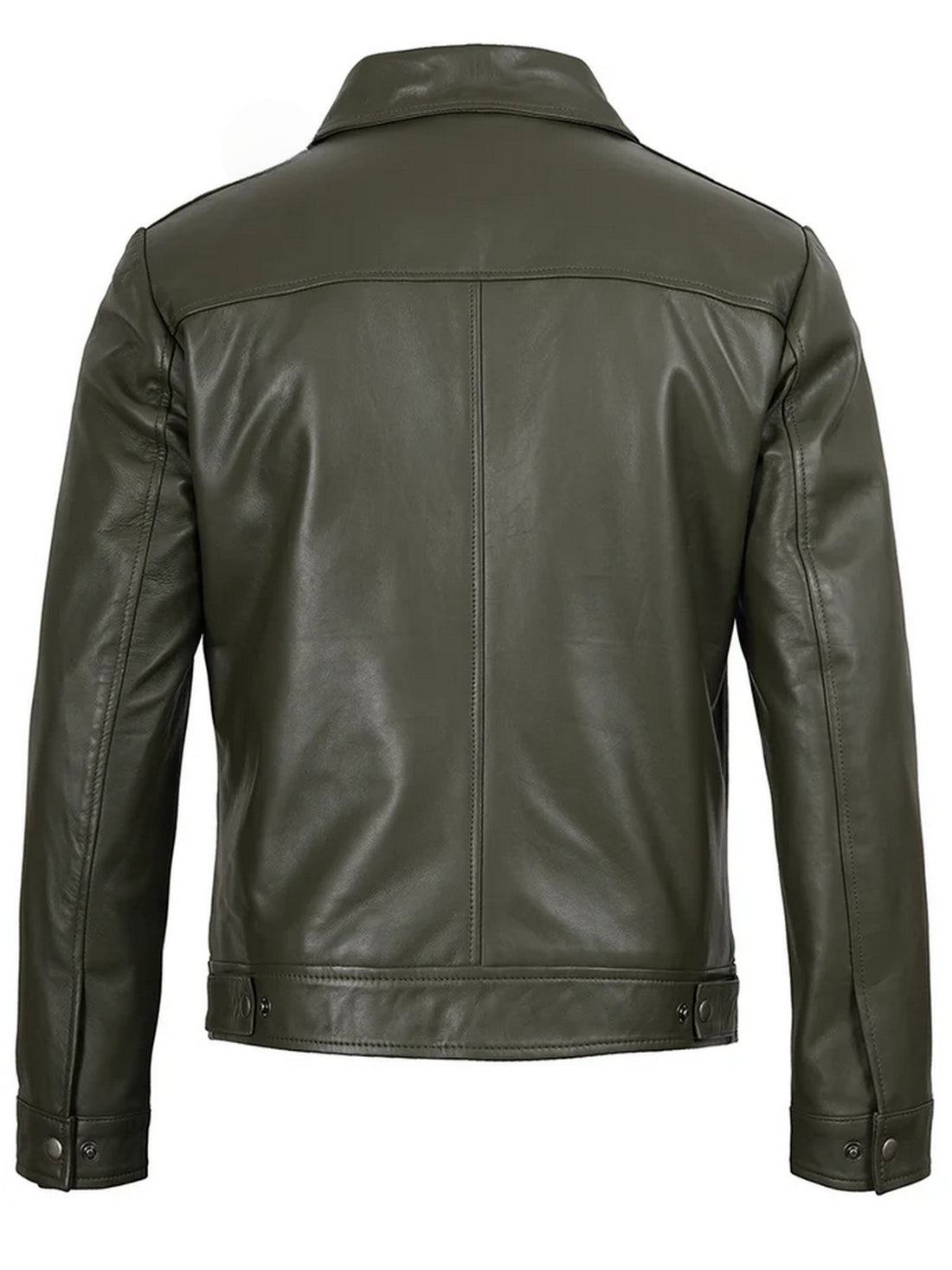 Men’s Olive Green Leather Jacket Front View