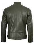 Men’s Olive Green Leather Jacket – Slim Fit Café Racer Style | Livra Jackets – Genuine Leather Jacket | Livra Jackets