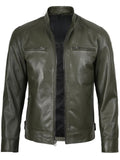 Men’s Olive Green Leather Jacket – Slim Fit Café Racer Style | Livra Jackets – Genuine Leather Jacket | Livra Jackets
