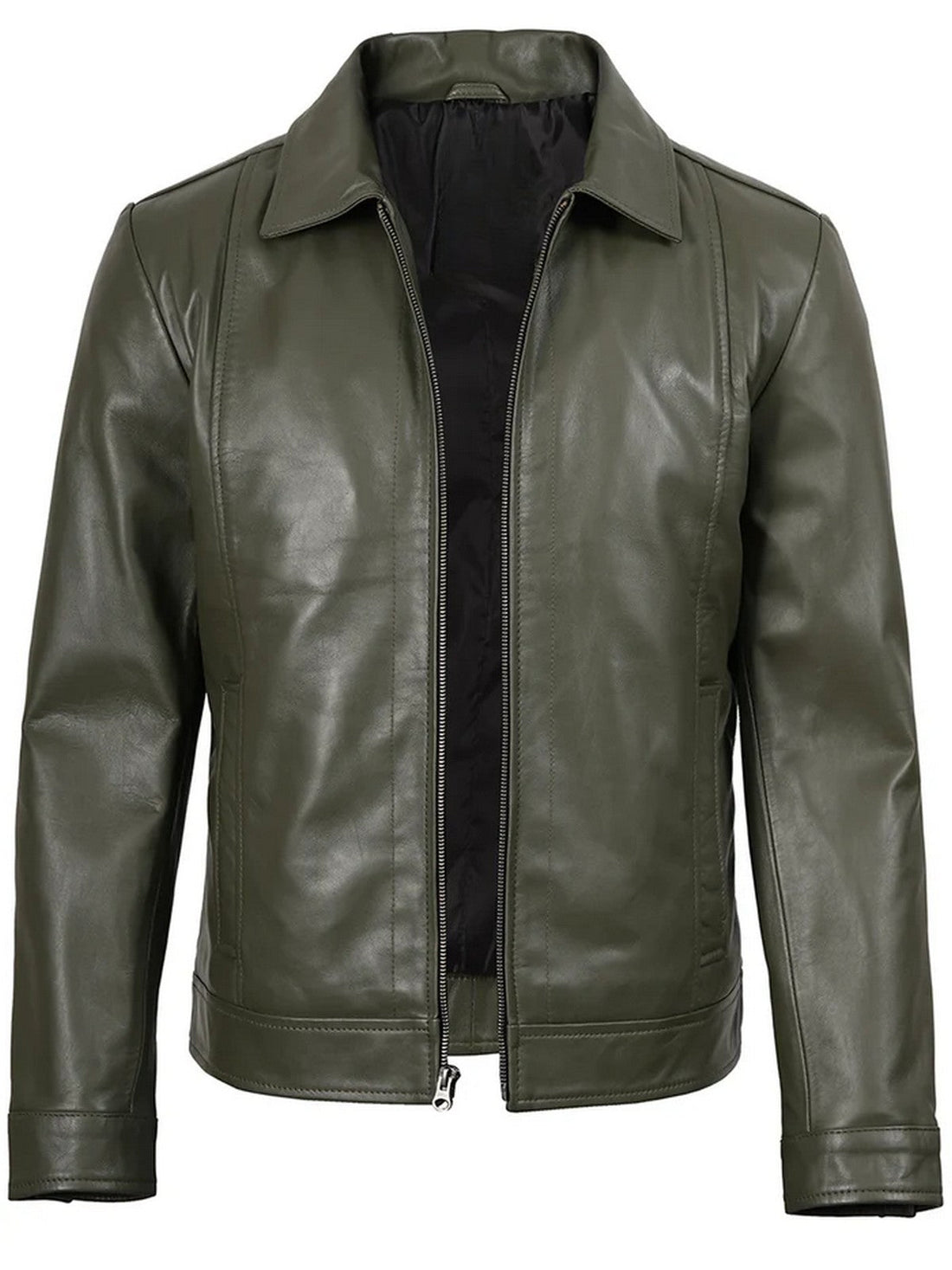 Men’s Olive Green Leather Jacket – Slim Fit Classic Style | Livra – Genuine Leather Jacket | Livra Jackets