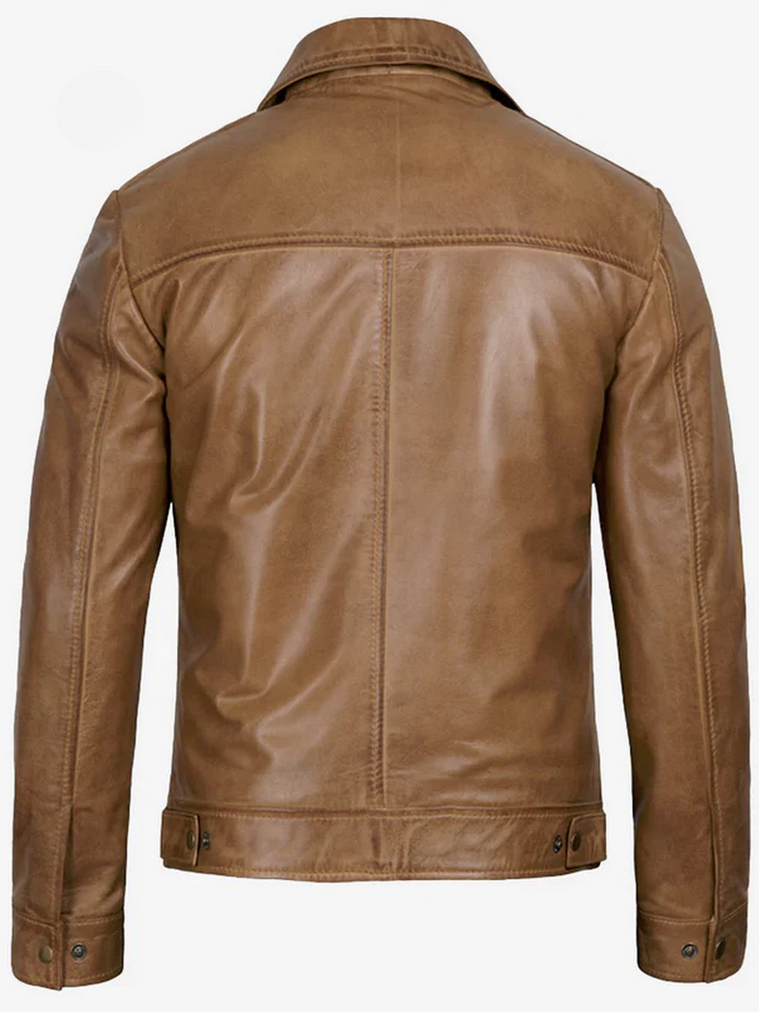 Men’s Tan Leather Jacket Front View