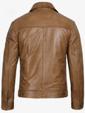 Men’s Tan Brown Leather Jacket Back View