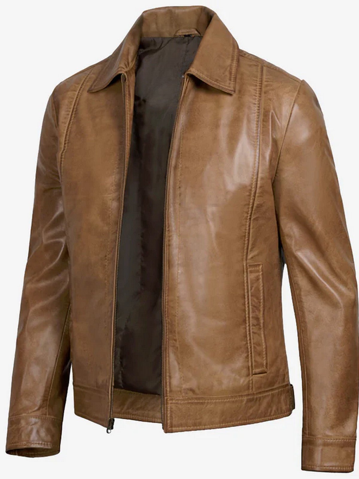 Men’s Tan Leather Jacket – Slim Fit Classic Style | Livra Jackets – Genuine Leather Jacket | Livra Jackets