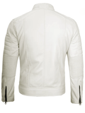 Men’s White Café Racer Leather Jacket – Livra Jackets – Genuine Leather Jacket | Livra Jackets