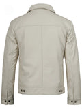 Men’s White Leather Jacket Back View