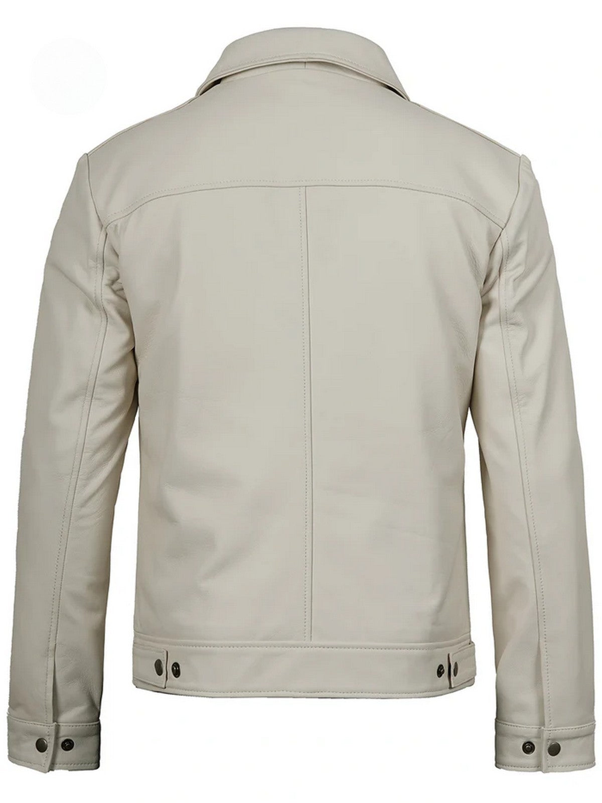 Men’s White Leather Jacket Back View