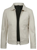 Men’s White Leather Jacket Front View