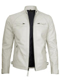 Men’s White Leather Jacket – Slim Fit Biker Style | Livra Jackets – Genuine Leather Jacket | Livra Jackets