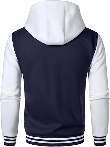 Navy Blue & White Hooded Varsity Jacket – Baseball Letterman | Livra Jackets – Genuine Leather Jacket | Livra Jackets