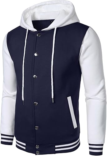 Navy Blue & White Hooded Varsity Jacket – Baseball Letterman | Livra Jackets – Genuine Leather Jacket | Livra Jackets