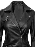 Premium Women’s Biker Leather Jacket Close-Up