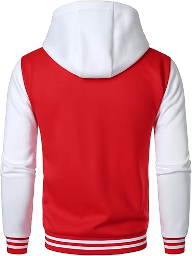 Red & White Hooded Varsity Jacket – Baseball Letterman | Livra Jackets – Genuine Leather Jacket | Livra Jackets