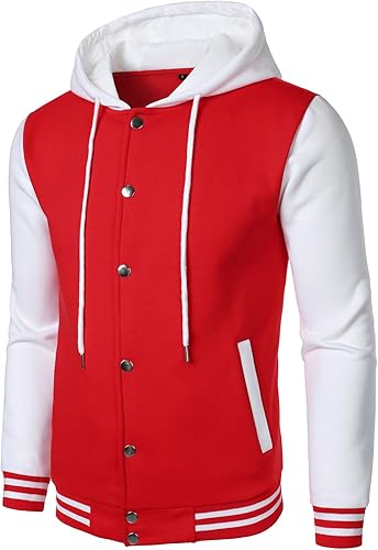 Red & White Hooded Varsity Jacket – Baseball Letterman | Livra Jackets – Genuine Leather Jacket | Livra Jackets