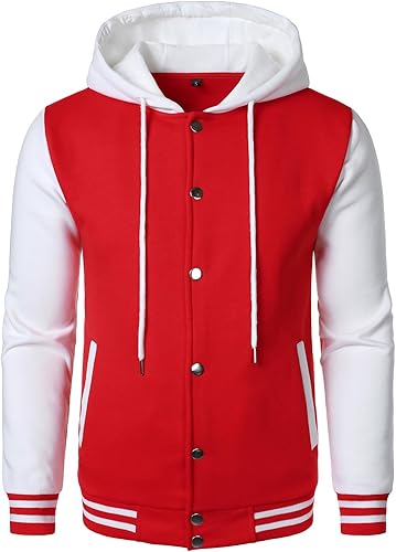 Red & White Hooded Varsity Jacket – Baseball Letterman | Livra Jackets – Genuine Leather Jacket | Livra Jackets