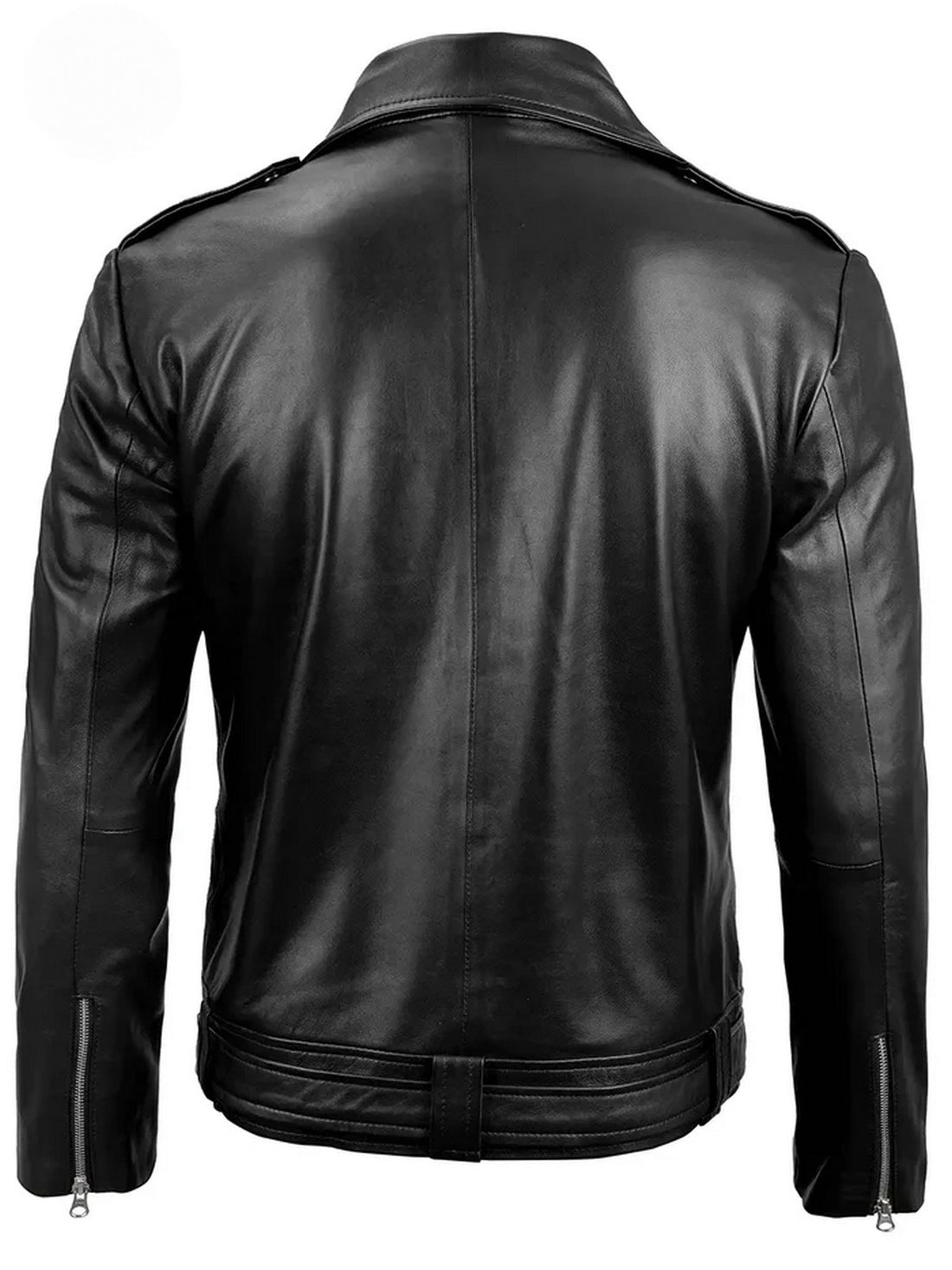 Men’s Black Biker Leather Jacket Front View