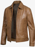 Slim Fit Tan Leather Jacket Classic Style