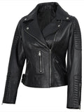 Stylish Black Leather Jacket for Women Side View