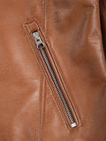 Premium Tan Leather Jacket with Zipper pocket