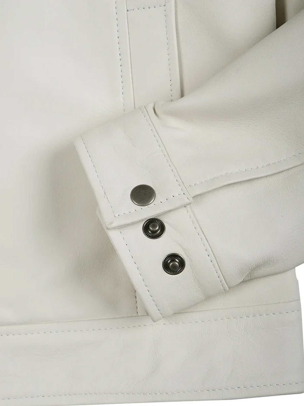 White Leather Jacket Cuff Detail