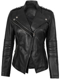 Women’s Black Asymmetrical Leather Jacket – Slim Fit Biker Style | Livra Jackets – Genuine Leather Jacket | Livra Jackets