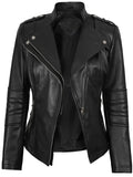Women’s Black Asymmetrical Leather Jacket – Slim Fit Biker Style | Livra Jackets – Genuine Leather Jacket | Livra Jackets