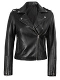 Women’s Black Asymmetrical Leather Motorcycle Jacket – Slim Fit Biker Style | Livra Jackets – Genuine Leather Jacket | Livra Jackets