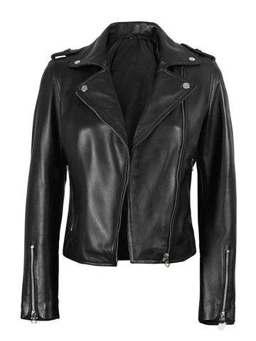 Women’s Black Asymmetrical Leather Motorcycle Jacket – Slim Fit Biker Style | Livra Jackets – Genuine Leather Jacket | Livra Jackets