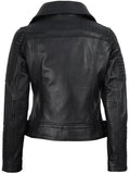 Women’s Black Biker Leather Jacket – Quilted Shoulder Style – Genuine Leather Jacket | Livra Jackets