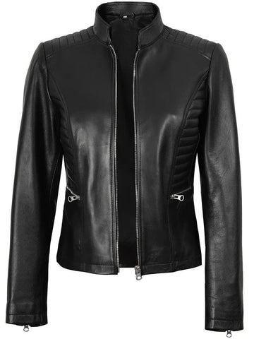Women’s Black Biker Leather Jacket – Slim Fit Moto Style | Livra Jackets – Genuine Leather Jacket | Livra Jackets