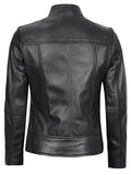Women’s Black Café Racer Leather Jacket Back Design