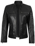 Women’s Black Café Racer Leather Jacket – Classic Real Leather Biker Style – Genuine Leather Jacket | Livra Jackets