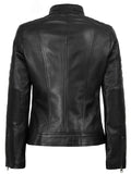 Women’s Black Café Racer Leather Jacket – Classic Real Leather Biker Style – Genuine Leather Jacket | Livra Jackets