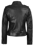 Women’s Black Café Racer Leather Jacket – Slim Fit Moto Style | Livra Jackets – Genuine Leather Jacket | Livra Jackets